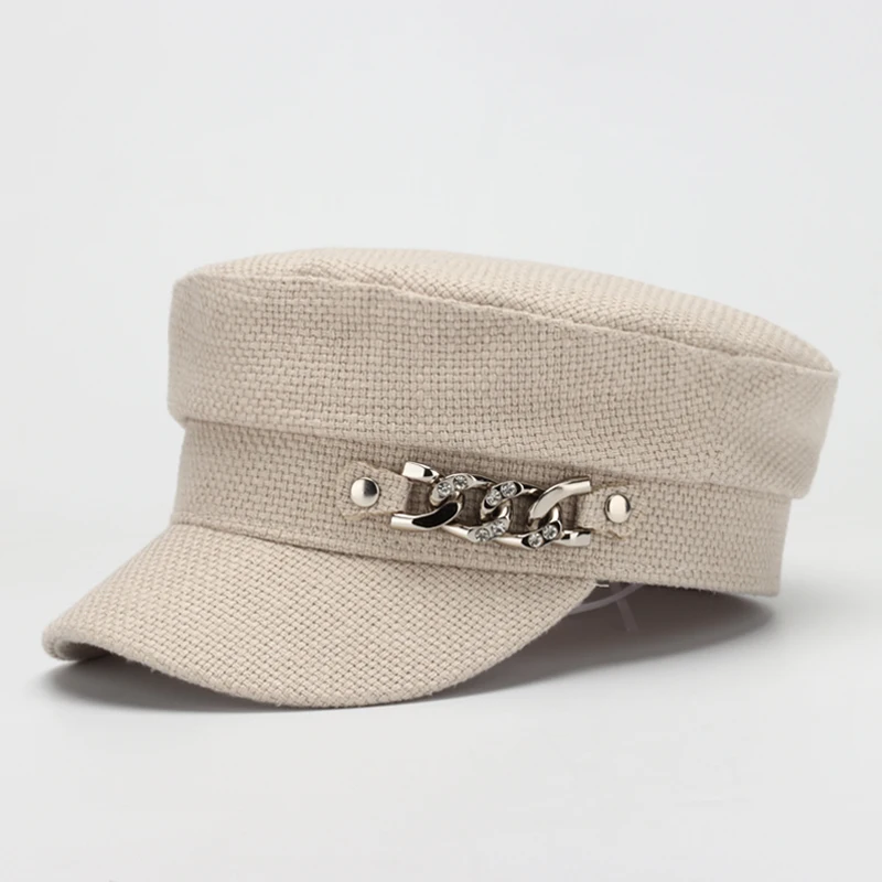 Женская шляпка в стиле милитари COKK хлопковая художника с плоской подошвой