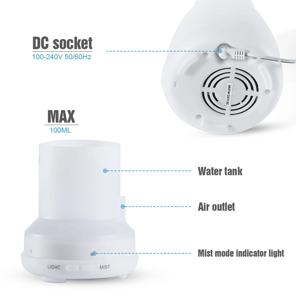 100 мл увлажнитель воздуха ароматерапия эфирное масло диффузор распылитель
