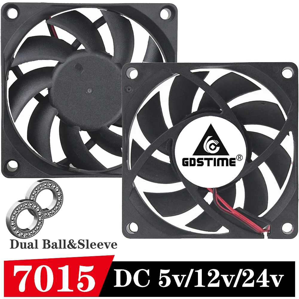 10 шт. Gdstime 70x70x15 мм DC 24v 12v 5v 70 x 15 2Pin 7 см PC чехол радиатора бесшумный кулер