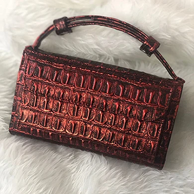 Croc Maroon Роскошный Дневной клатч из воловьей кожи на одно плечо, сумка через плечо, маленькая сумка с крокодиловым узором из натуральной кожи, клатч на цепочке, женский подарок - Цвет: Croc Maroon