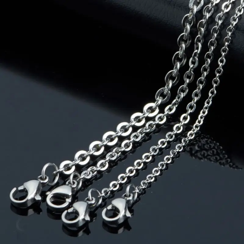Cross Link Chain 50, 60, 70, 80 см, серебряный тон, Мужская коробка с драконом, из бисера, змея, длинное ожерелье из нержавеющей стали, цепочка для подвески, Женские Ювелирные аксессуары - Окраска металла: Cross Link Chain
