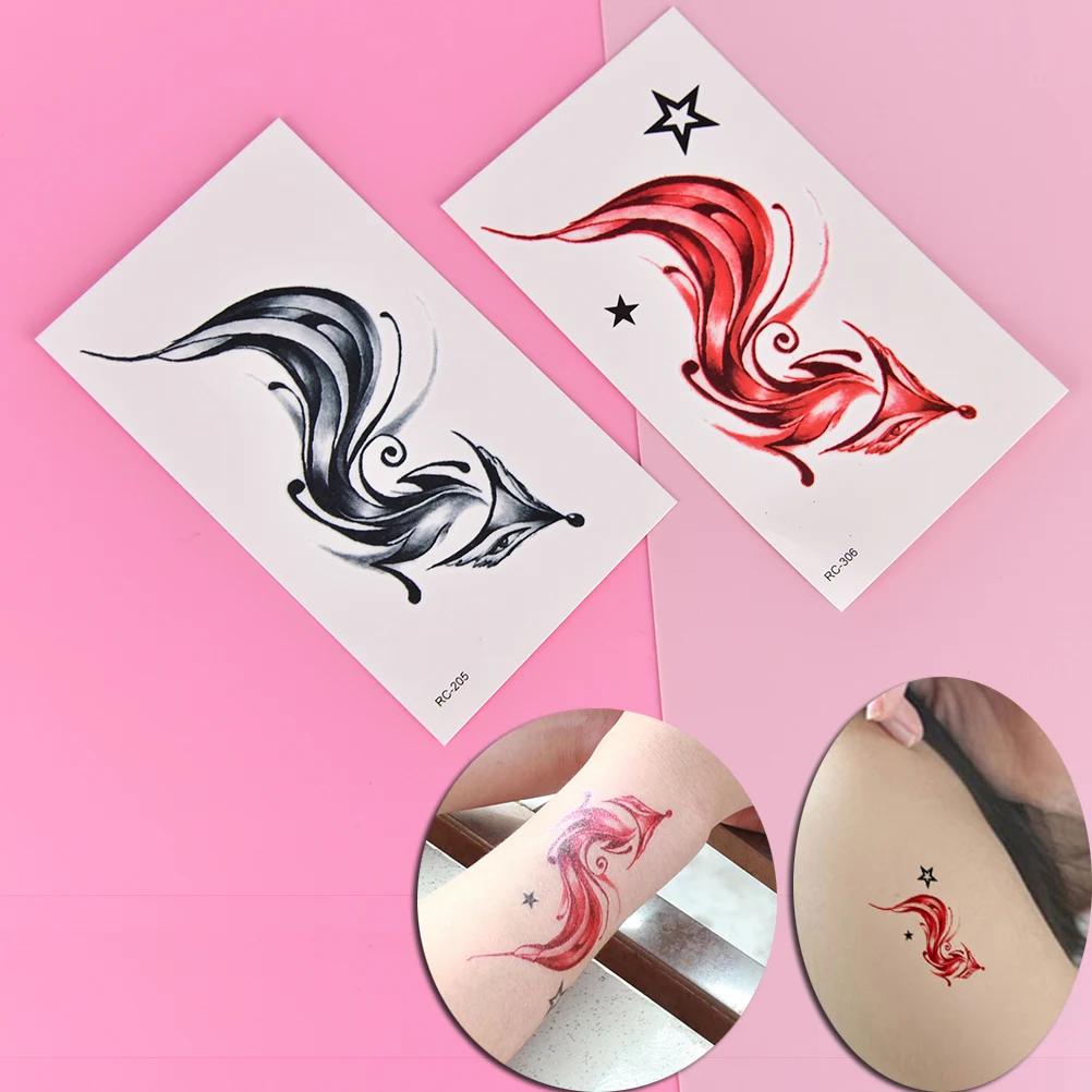 

1Sheet Fox Design Waterproof Tattoo Sticker Fake Tattoo Animal Fox Temporary Tattoo For Women Body Art