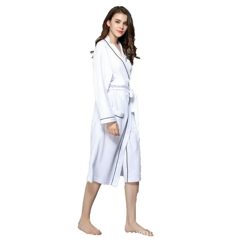 Couple Waffle Bathrobe Soft Cotton Bathrobe Women Robes Men Robes Plus Size Robe Sleepwear