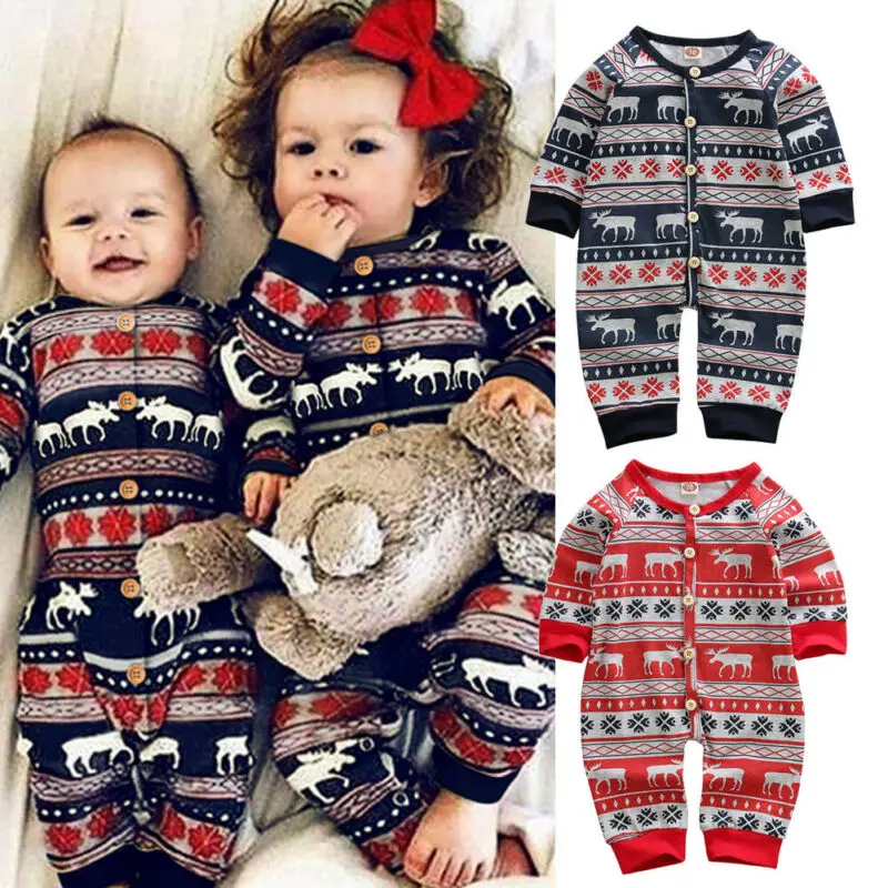Рождественские комбинезоны для новорожденных мальчиков и девочек