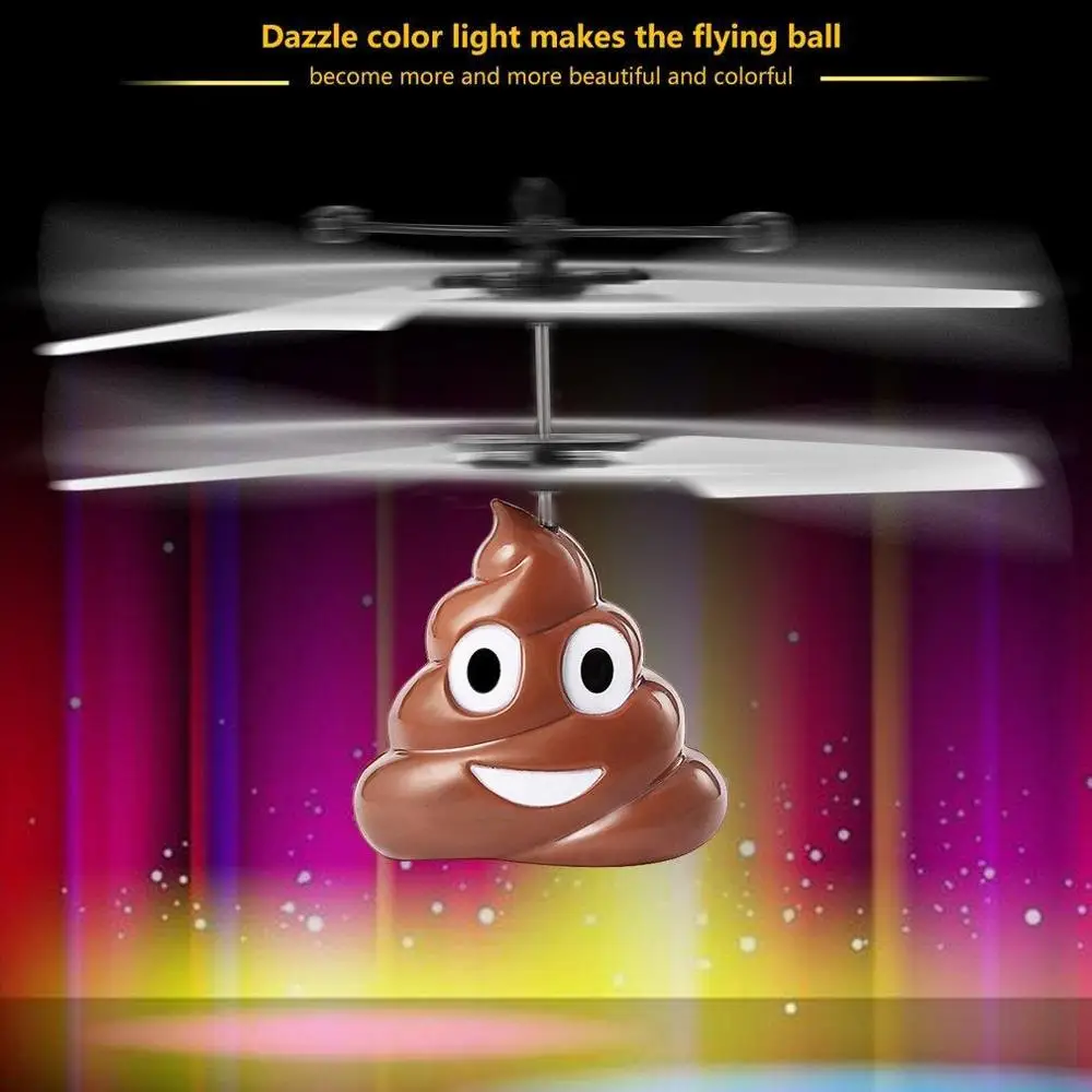Poop Shaped Flying Hovering UFO инфракрасный датчик ручной светодиодный летающие игрушки для