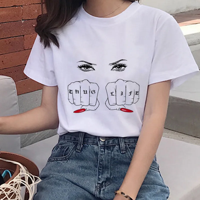 

Fashion Graphic Cute Tee Top Aesthetic Shirt Women Casual White T-shirt Gesture Printing T-shirt Women's Spoof Harajuku T-shirt
