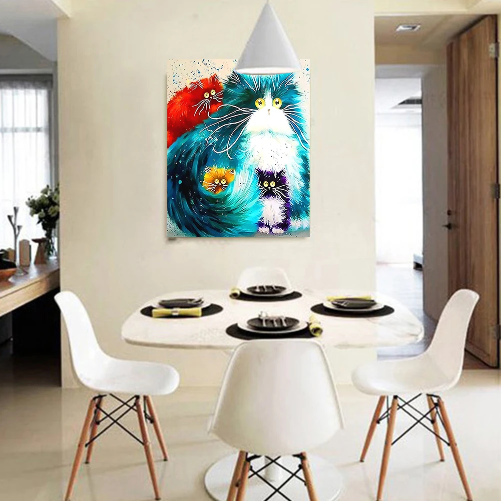 Animal DIY Acrylic Frameless Beginner Bright Color Cat Pattern Pictures Painting By Numbers For Kids Adults Home Decor Gift | Дом и сад