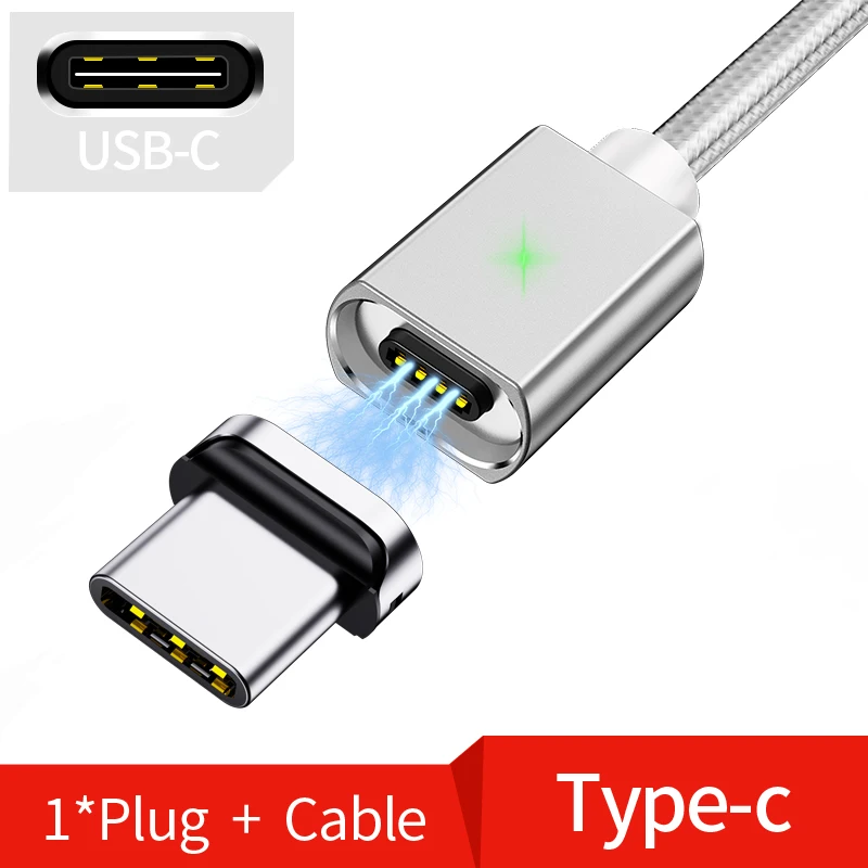 Олаф Магнитный кабель для lightning/Micro USB/type C зарядное устройство адаптер Разъем для Iphone Магнит Быстрая Зарядка Кабели для мобильных телефонов - Цвет: Silver For Type C