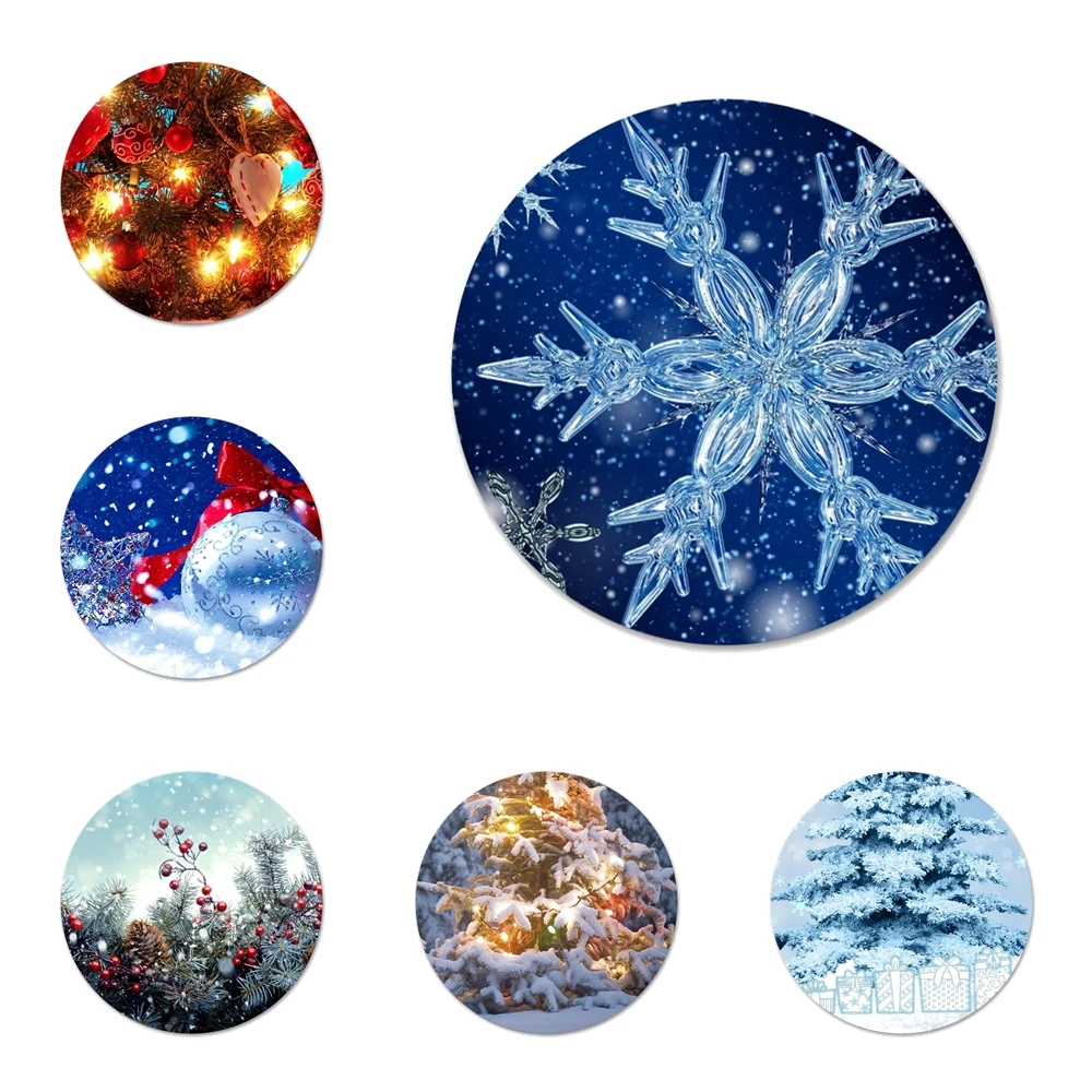 58 мм Рождественские Зимние значки украшения броши металлические для одежды