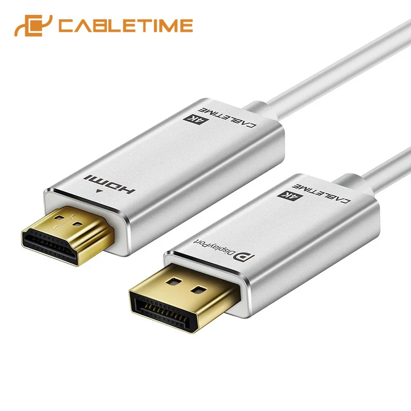Кабель CABLETIME DisplayPort HDMI 4K 30 Гц DP M/M позолоченный предварительно 1 2 для проектора HDTV