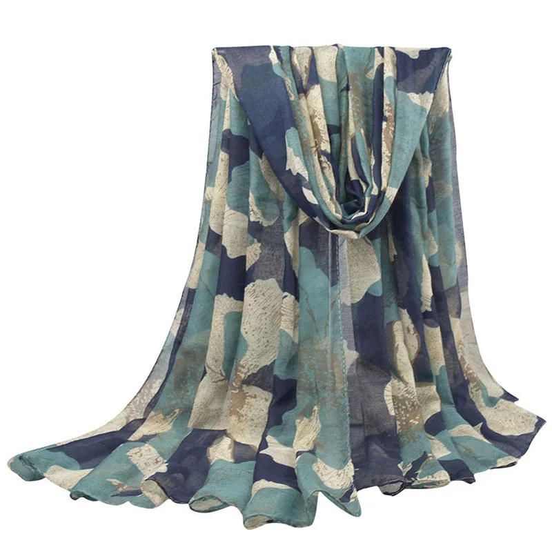 Женские длинные шарфы из хлопка и вискозы с цветочным принтом 100*180 см большие