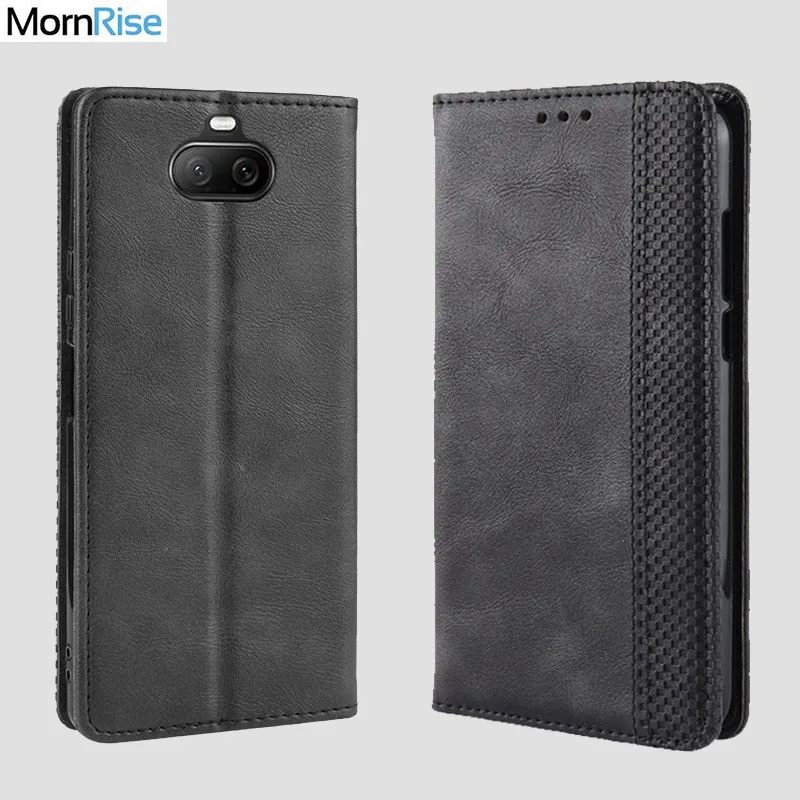 Роскошный тонкий кожаный чехол-книжка в стиле ретро на магните для sony Xperia 8 с