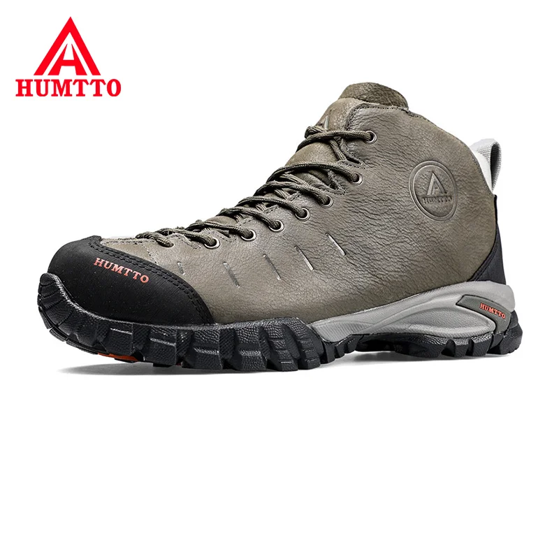 Genuine Leather Waterproof Hiking Boots Brand Outdoor Non-slip Mens Sneakers Wear Resistant Lace-up Climbing Men Shoes