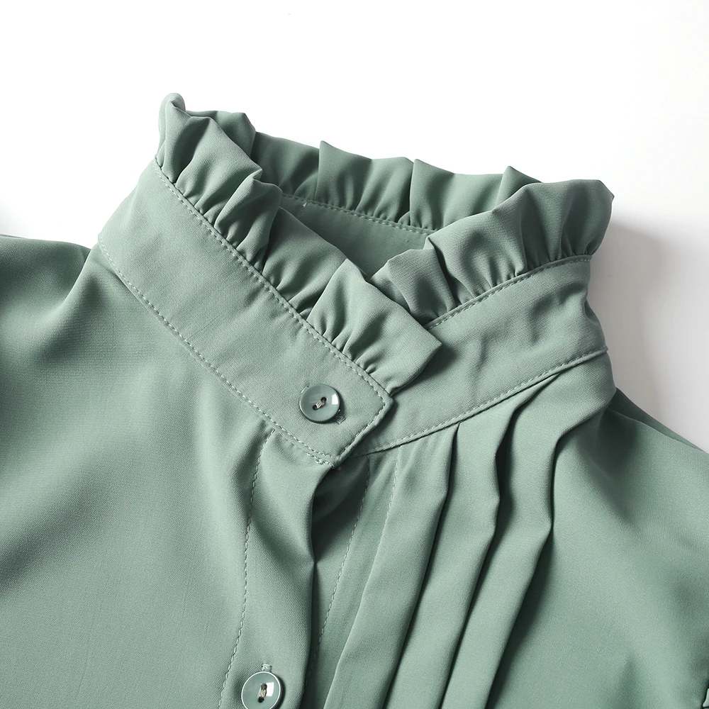 

New Fashion Autumn Long Sleeve Women Dress Office Lady Shirt Dress Women Midi Dress Elegant Vintage Solid Dress
