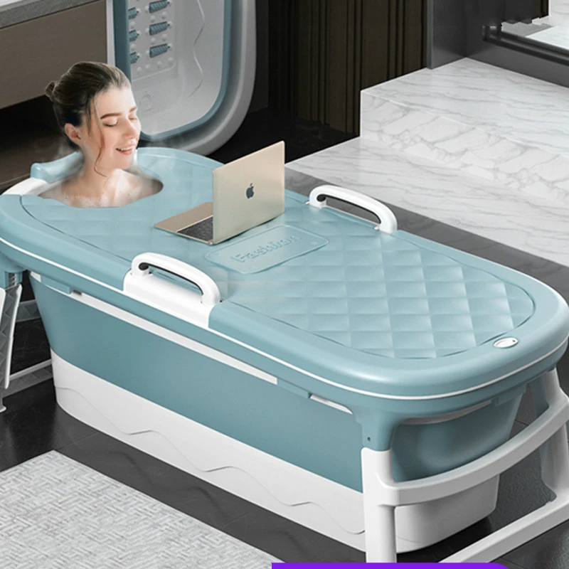 

Portable 138cm Adult Bath Tub Barrel Sweat Steaming Bathtub Plastic Thicken Folding Bathtub Home Massage Spa Sauna