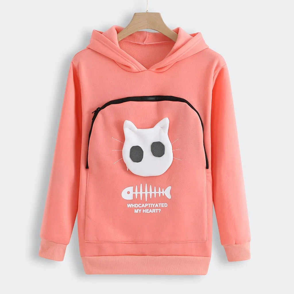

2021 winter women hooded sweatshirts Womens Sweatshirt Animal Pouch Hood Tops Carry Cat Breathable Pullover sweatshirts