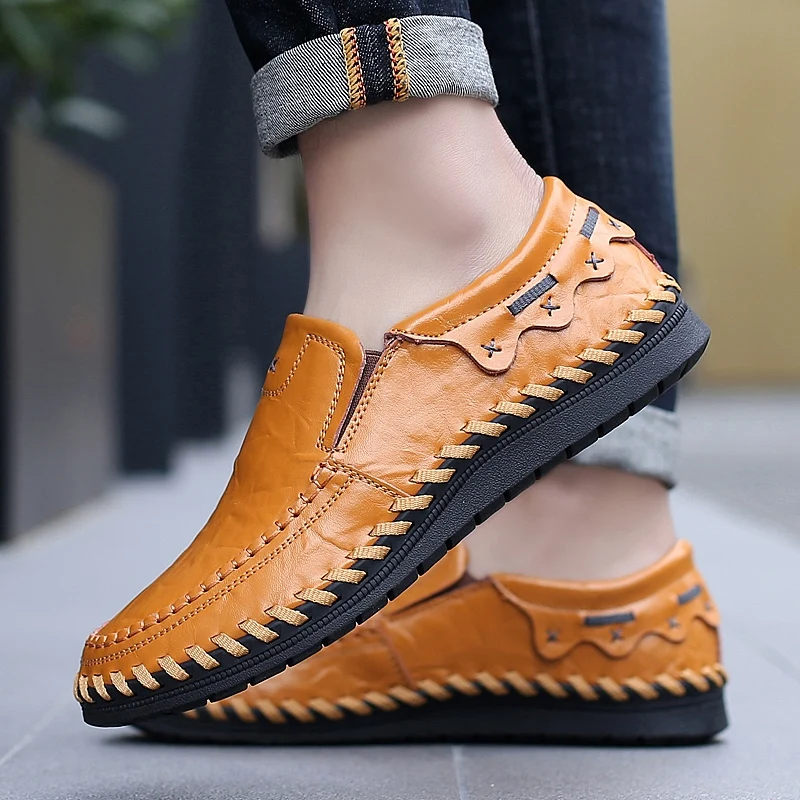 Мужская прогулочная обувь Мужские дышащие Лоферы ручной работы на плоской