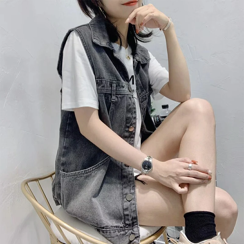 Джинсовый жилет HI-FASHION Корейская Весенняя Новая женская куртка пальто одежда для