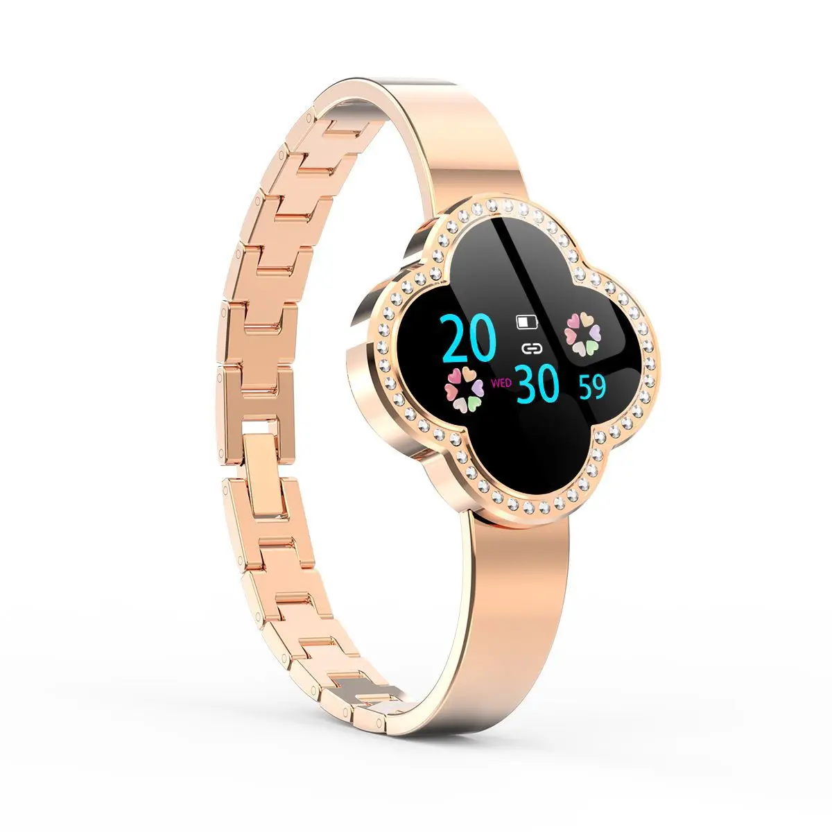 

female smart bracelet color screen heart rate blood pressure sleep monitoring fashion jewelry four-leaf clover smart watch