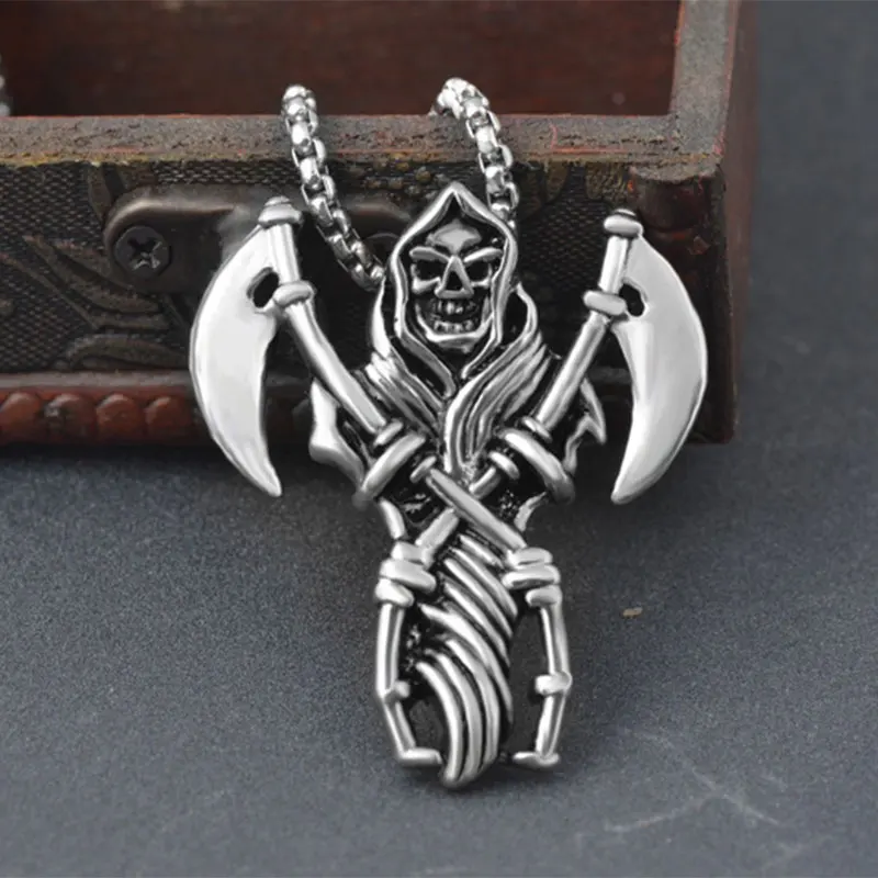 Ожерелье из нержавеющей стали с серповидной головкой винтажное ожерелье в стиле