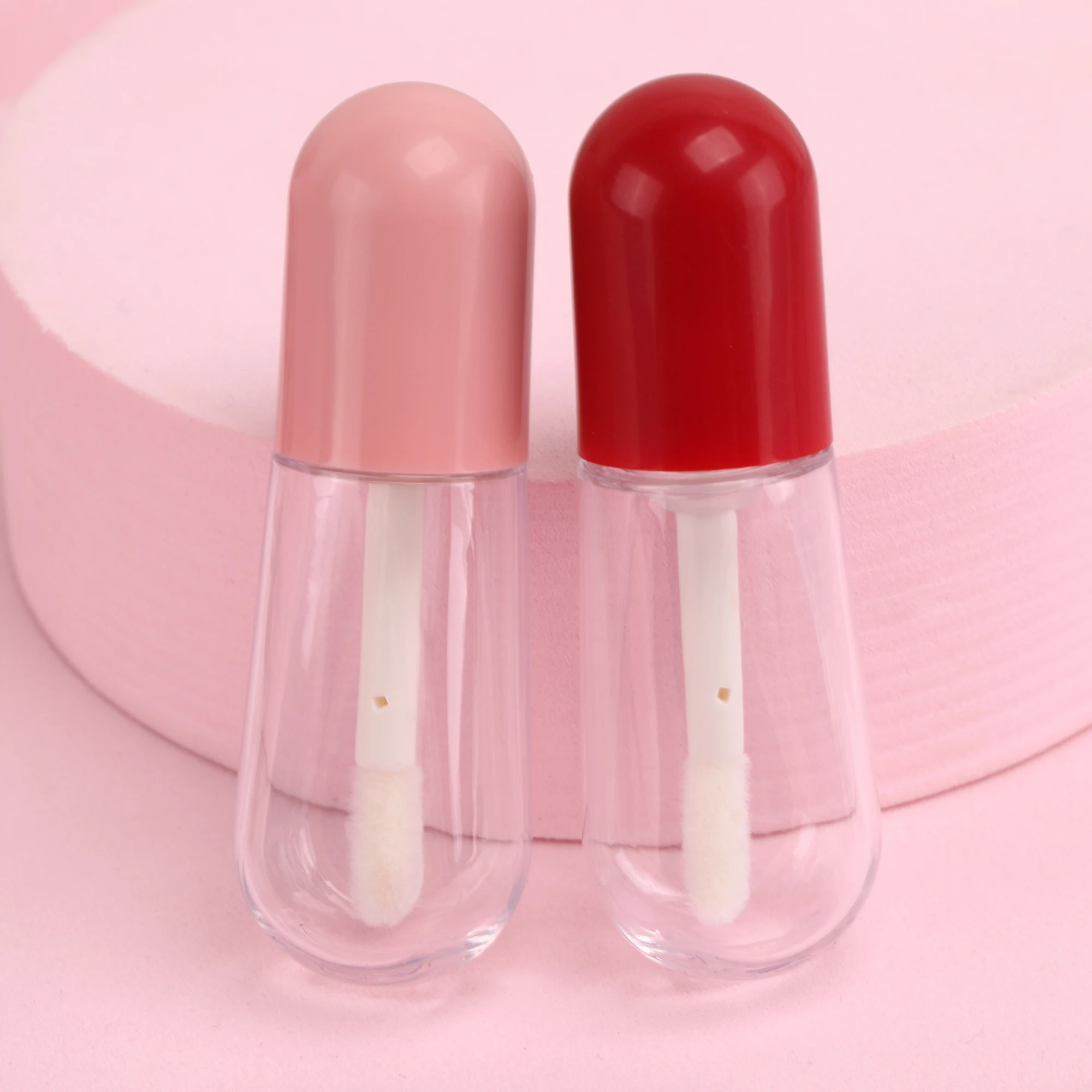 

Mini Cute Capsule Lipstick Tube Pink Cap Lip Gloss Tube Comes With Brush Head Diy Lipstick Packaging Tube Portable Lipstick