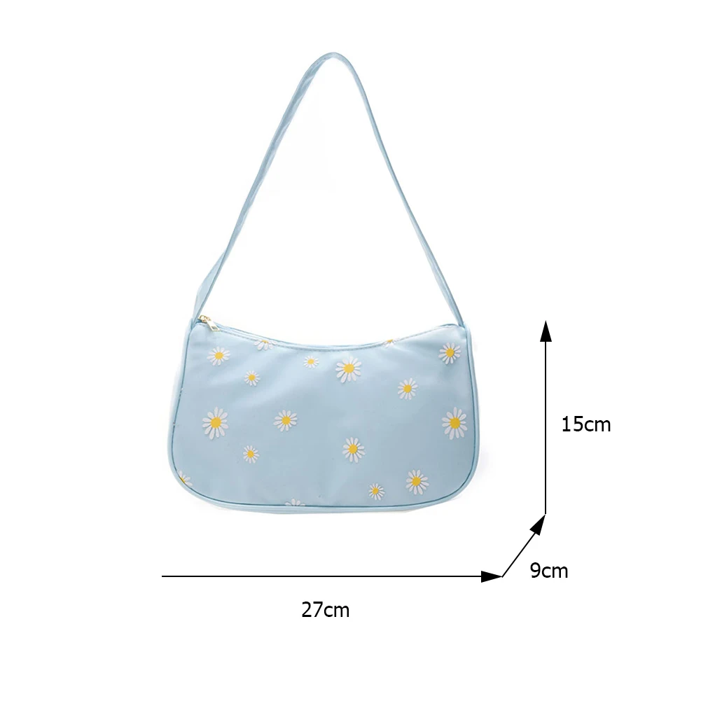 

Fashion Women Daisy Printing Underarm Hobos Bag PU Leather Shoulder Bags Casual All-matchLadies Small Handbags Purse