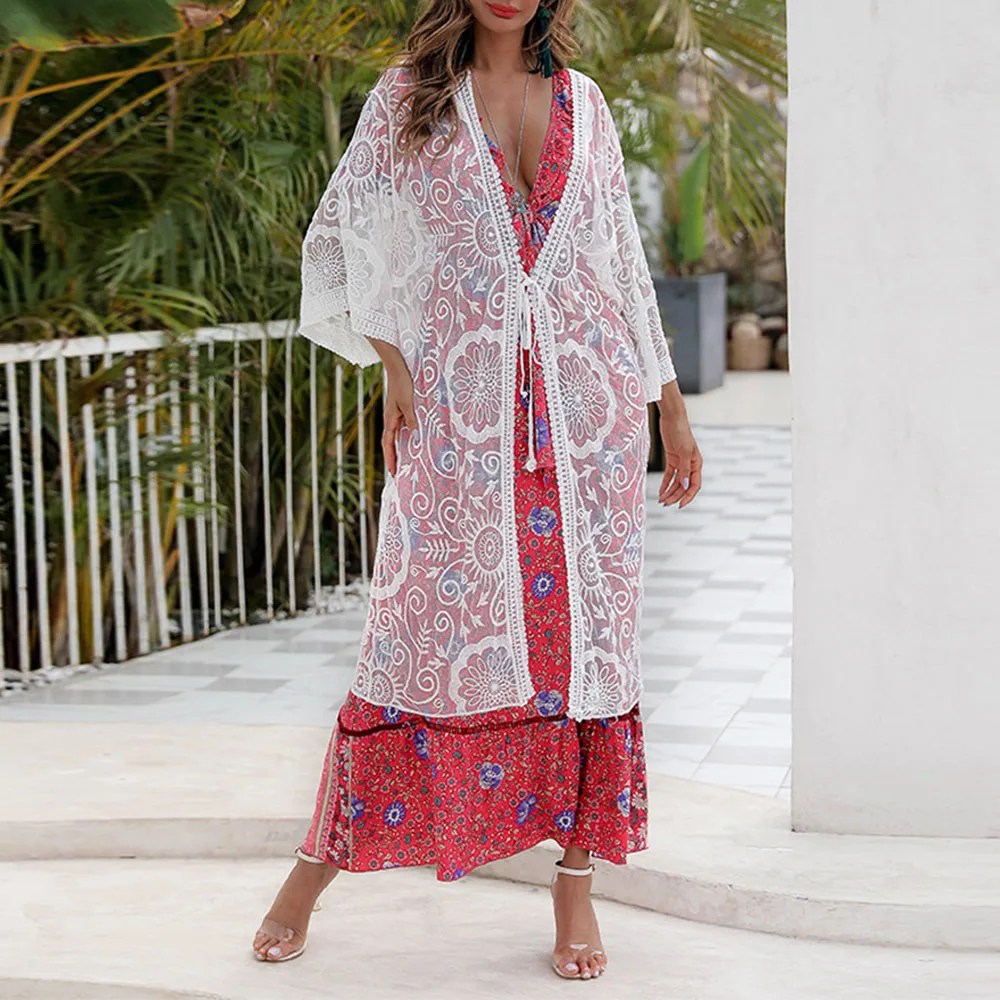 Летние женские открытые кружевные пляжные топы чистый белый прозрачный