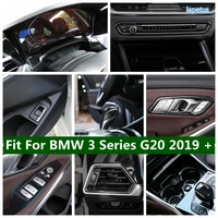 carbon fiber look accessories for bmw 3 series g20 2019 2022 water cup holder rear trunk door control button ac cover trim