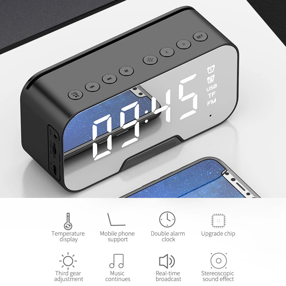 Электронный зеркальный будильник с ЖК дисплеем цифровые настольные часы