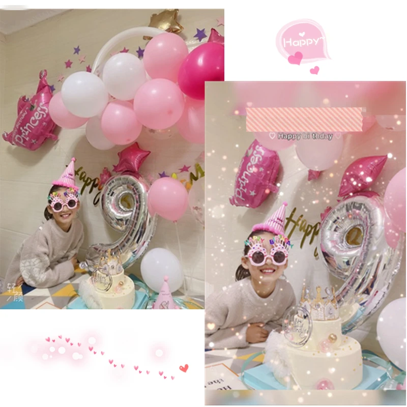 Розовые тематические шары принцессы для девочки баннер с днем рождения