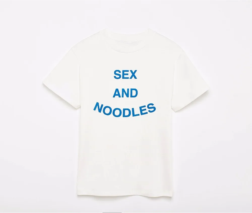 Camiseta con estampado de letras azules para mujer, ropa de mujer de manga corta con cuello redondo, 100% algodón, Tops blancos