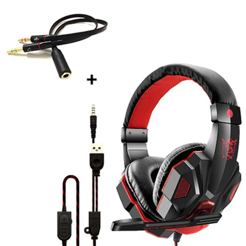 red with splitter Игровые наушники-лягушки для PS4, наушники с микрофоном для sony PS4 PS3, переключатели kingd для Xbox one, наушники для ПК - Цвет: red with splitter