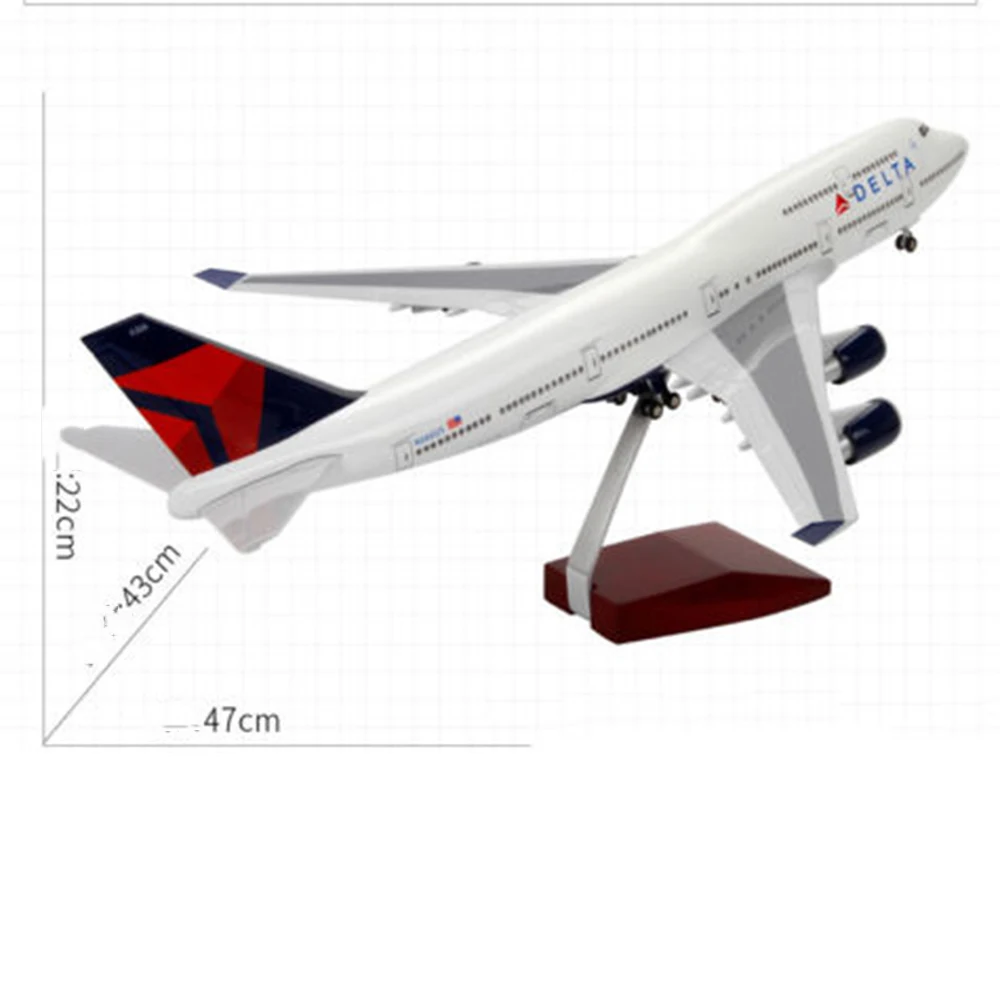 

1:150 Scale LED Model Diecast Airplane Model Delta Air Aircraft Boeing 747 Model Airliner Toys for Fans Collection Gifts