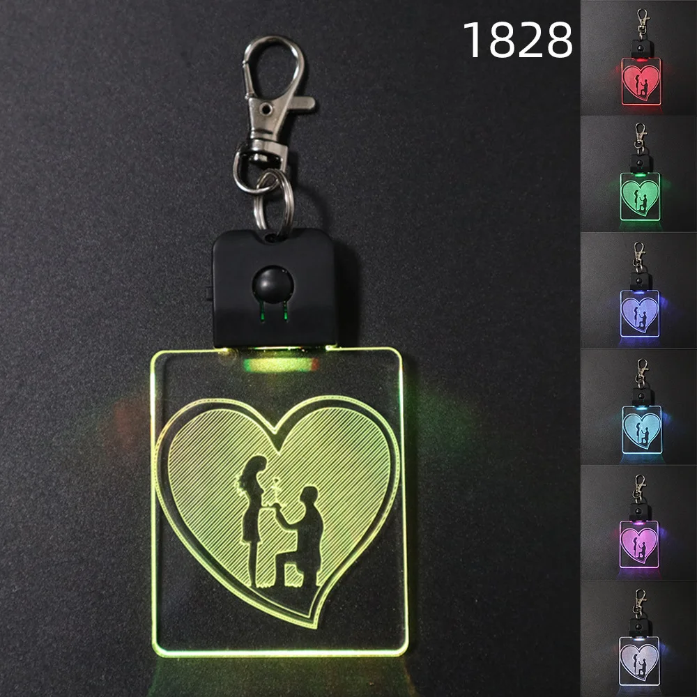 Прямая поставка креативный индивидуальный квадратный светодиодный брелок для