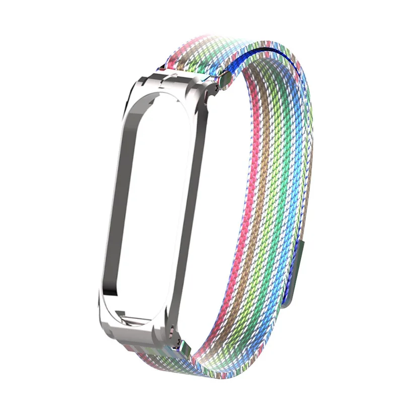 Миланский петлевый ремешок Ми Бэнд 4/3 Метал Бэнд Для Xiaomi Mi Band 4 Браслет Mi Band3 / mi band 3 Аксессуары Магнитная пряжка Quick release - Цвет ремешка: 7362