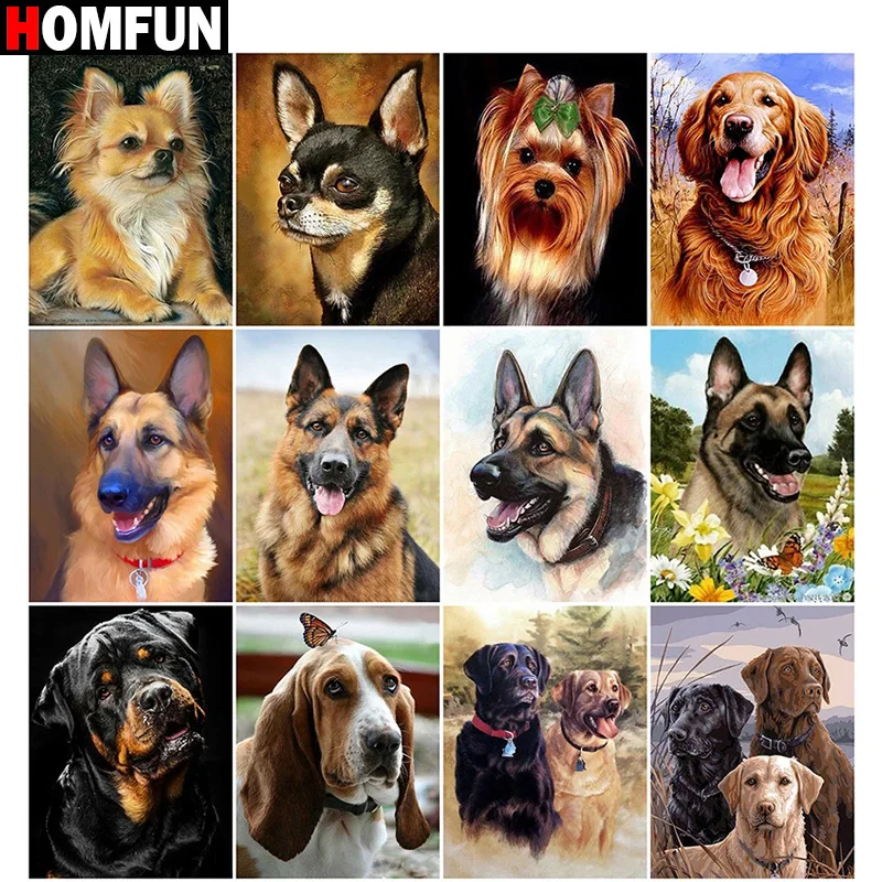 

Алмазная 5d-картина HOMFUN «животные, собака, Аватар», вышивка крестиком, полноразмерная/круглая, домашний декор, подарок