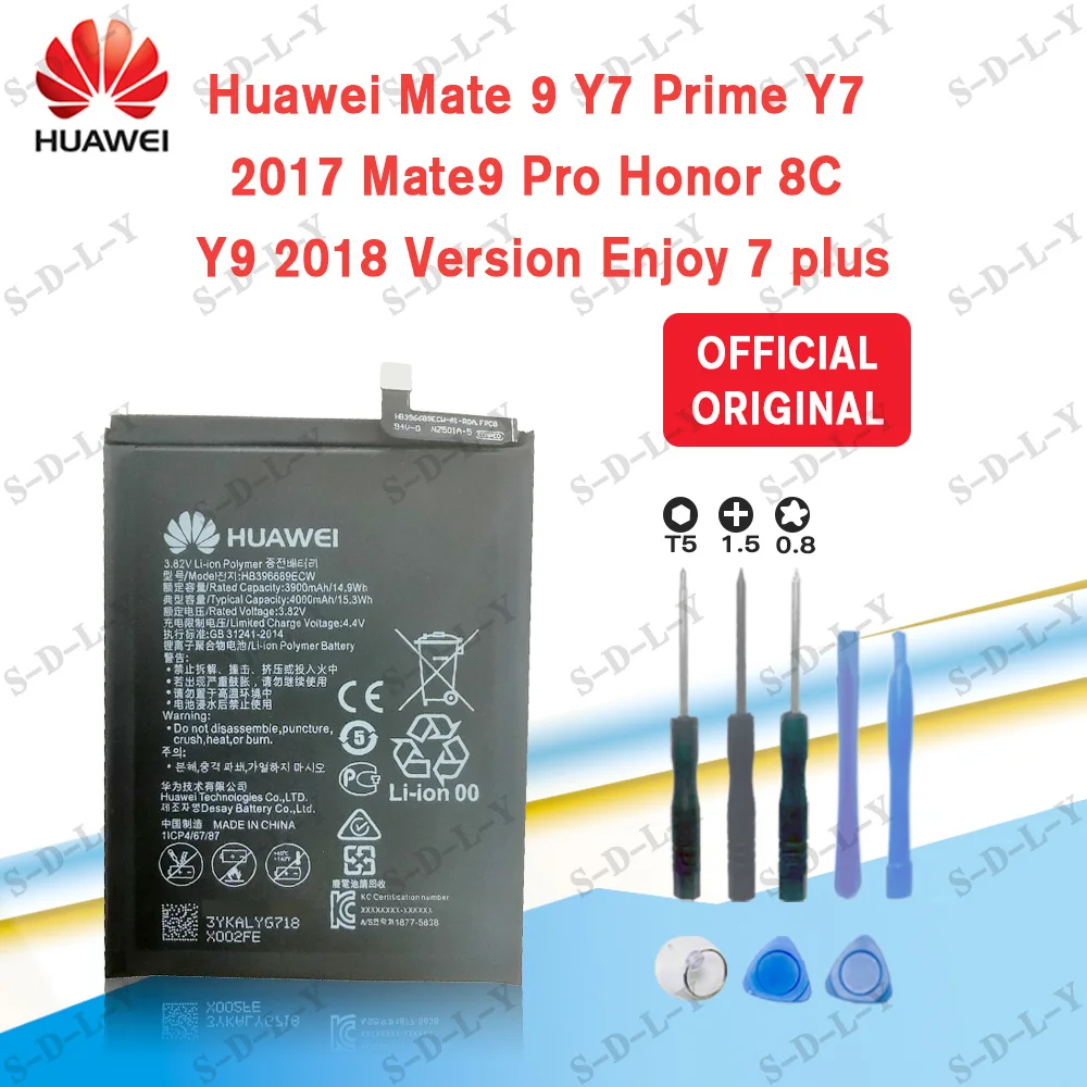 

Hua Wei Original HB396689ECW 4000mAh Battery for Huawei Mate 9/9 Pro Y7 Prime Y7 2017 Honor 8C Y9 2018 2019 Version Enjoy 7 Plus