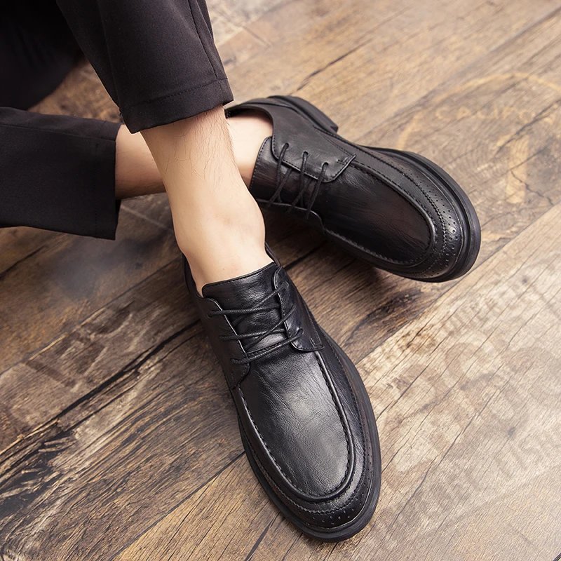 Весна-Осень 2019 модная простая индивидуальная уличная мужская обувь кожаная