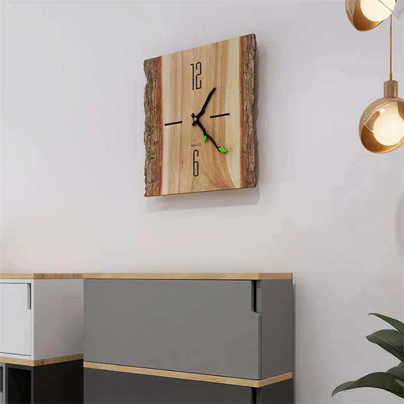 Nordic Creative Tree Pattern Wall Clock Simple Modern Design Wooden Clocks for Bedroom Wood Watch Home Decor Silent | Дом и сад