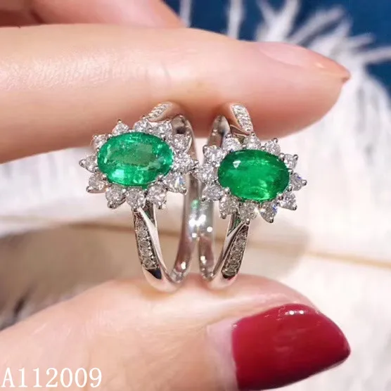 KJJEAXCMY fine jewelry 925 sterling silver inlaid natural emerald ring new female noble gemstone ring elegant support test