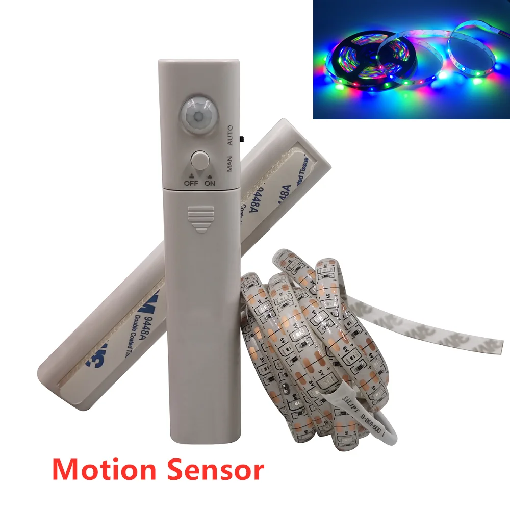 Светодиодная лента с датчиком движения, 5 в постоянного тока, SMD2835, лампа для шкафа, светодиодная водонепроницаемая лента для освесветильник комнаты Светодиодная лента с датчиком движения, 5 в постоянного тока, SMD2835, лампа для шкафа, светодиодная водонепроницаемая лента для освесветильник комнаты