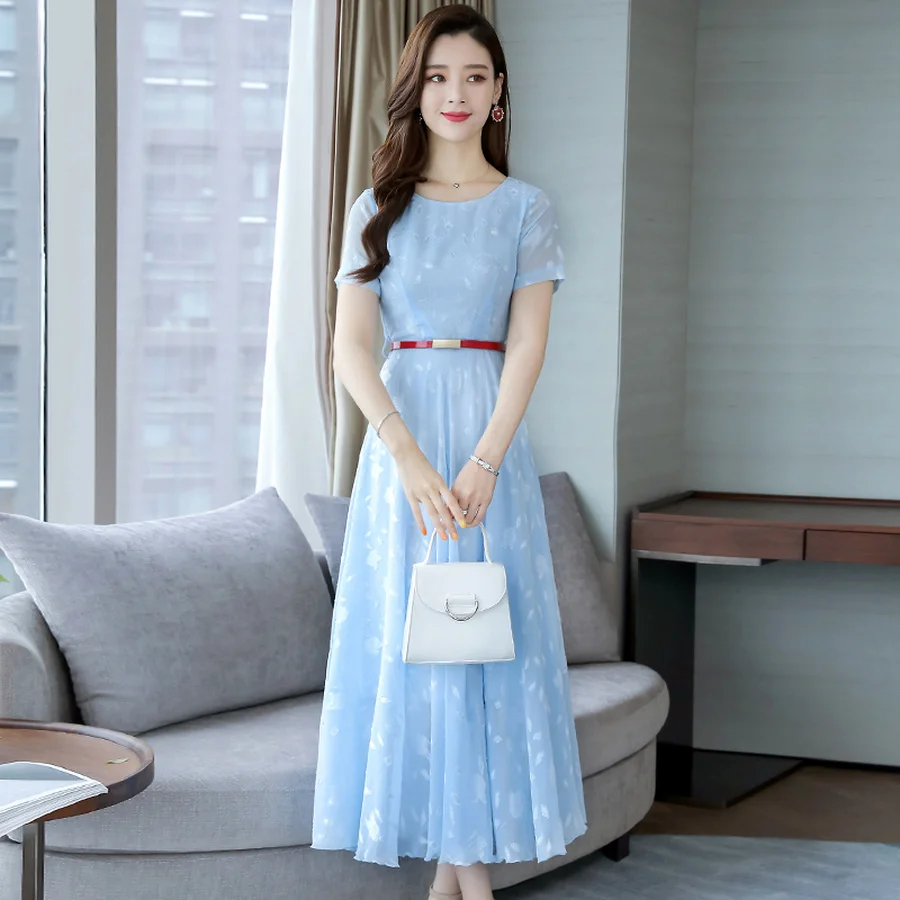 2022 Spring Summer Beach Vacation Chiffon Maxi Dresses Plus Size Print Vintage Runway Dress Elegant Women Bodycon Party Vestidos | Женская
