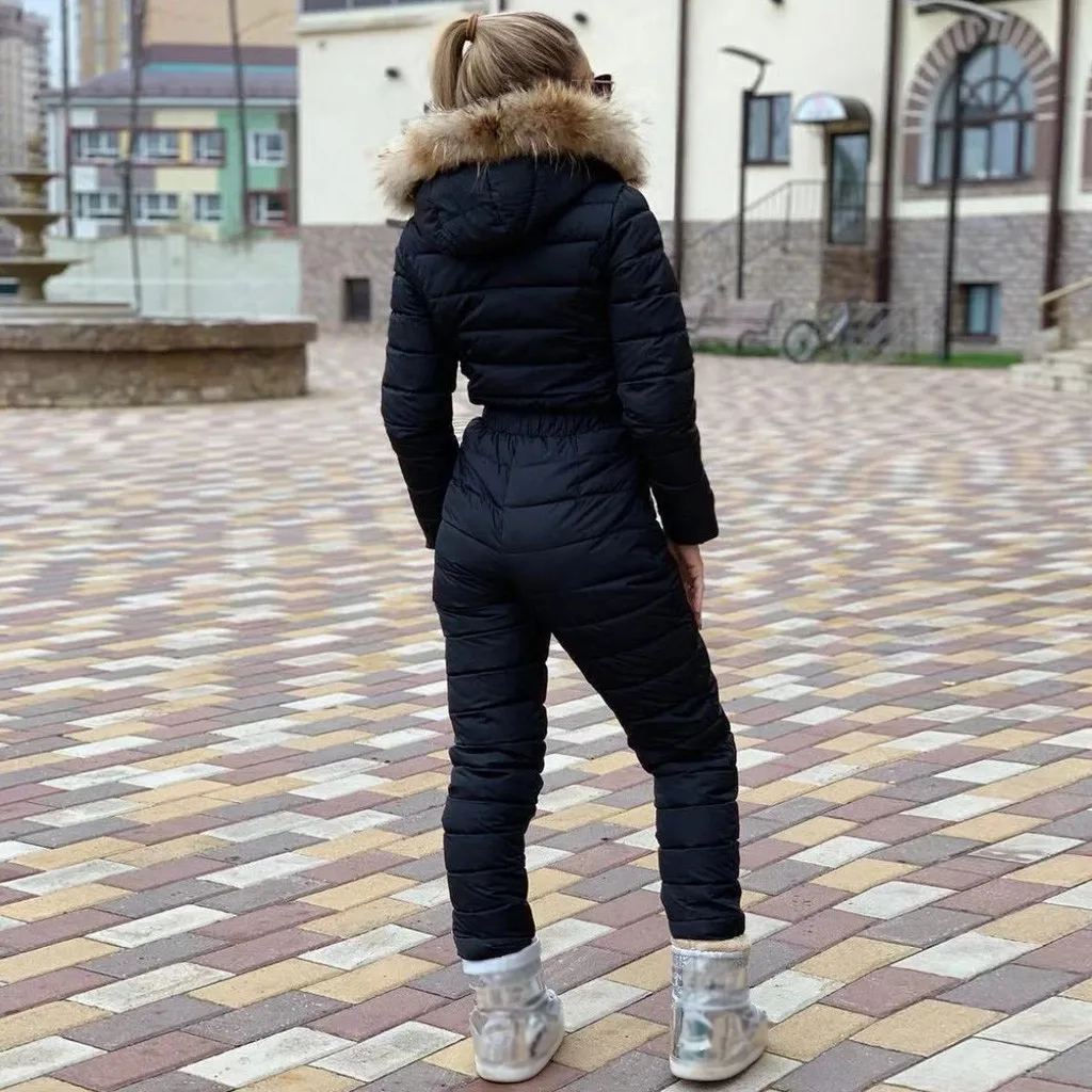 Водонепроницаемый женский однотонный комбинезон с капюшоном для катания на