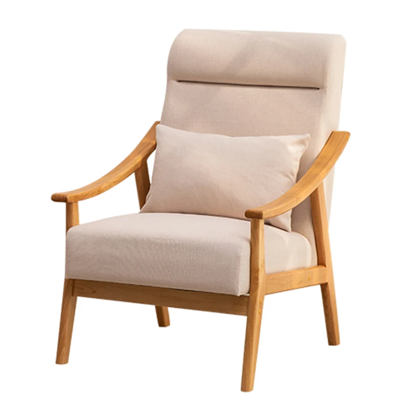 

Скандинавский одноместный диван TT Yiyuan из массива дерева, кресло для отдыха из ткани, кресло для отдыха, простой современный