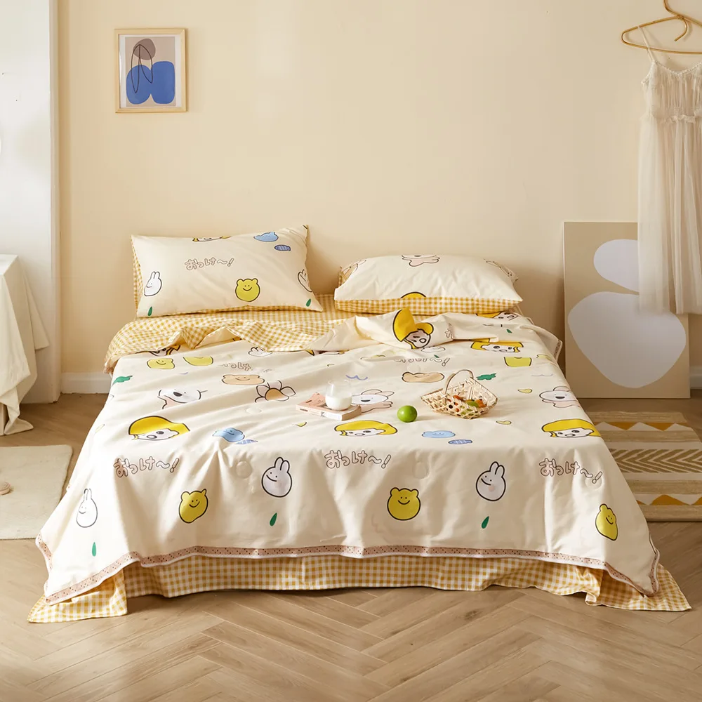 

Kids Quilt Summer Thin Cool Air Condition Cartoon Print Cotton Comforter Bed Cover Bed Kindergarten Sleeping Blanket Adult