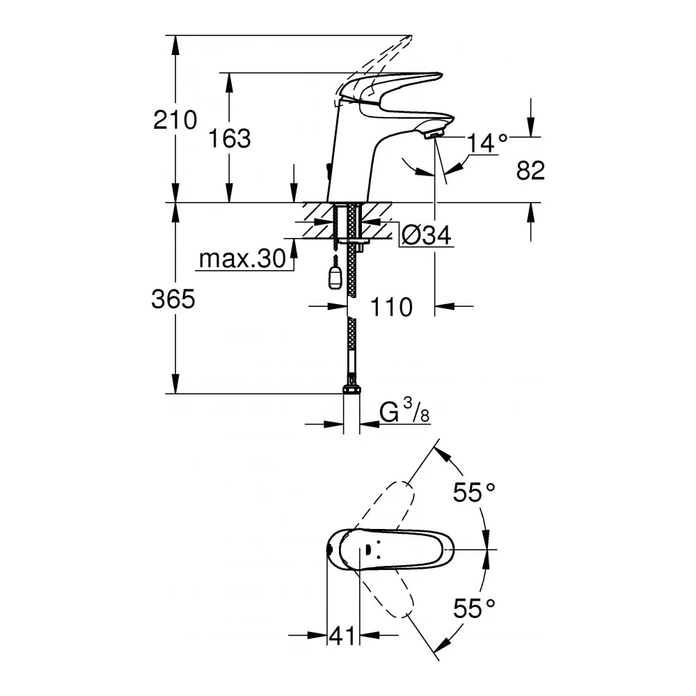 Bathtub Faucets Grohe 667694 Home Improvement Fixture Bathroom crane cranes shower mixer Faucet Eurostyle sink faucet with chain (23713003) For |