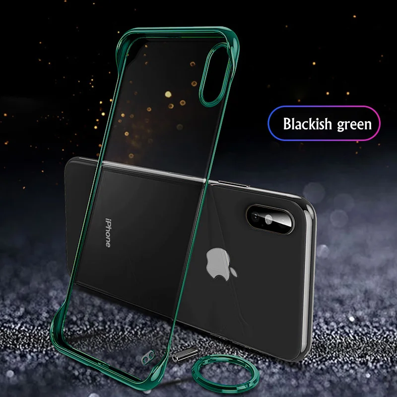 Green Бескаркасное прозрачное покрытие чехол для телефона для iPhone 11 Pro XS MAX XR X модный Ультра тонкий прозрачный жесткий чехол для iPhone 7 8 6 6S P - Цвет: Green