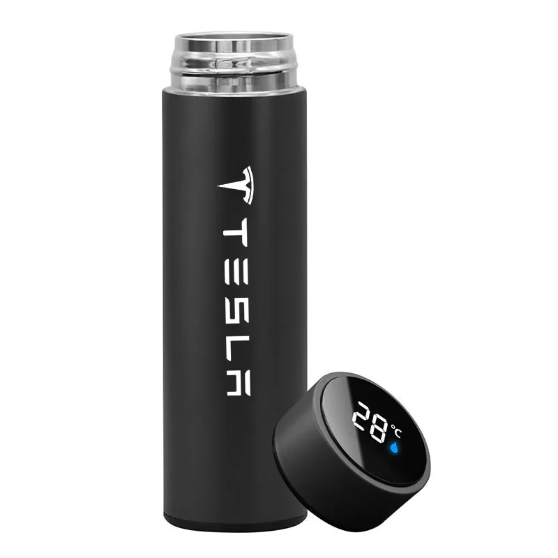 

Car Water Bottle For Tesla 500ml Smart Thermos Mug Bottle LED Temperature Display Vacuum Flasks Tea Coffee Thermo Cups Travel