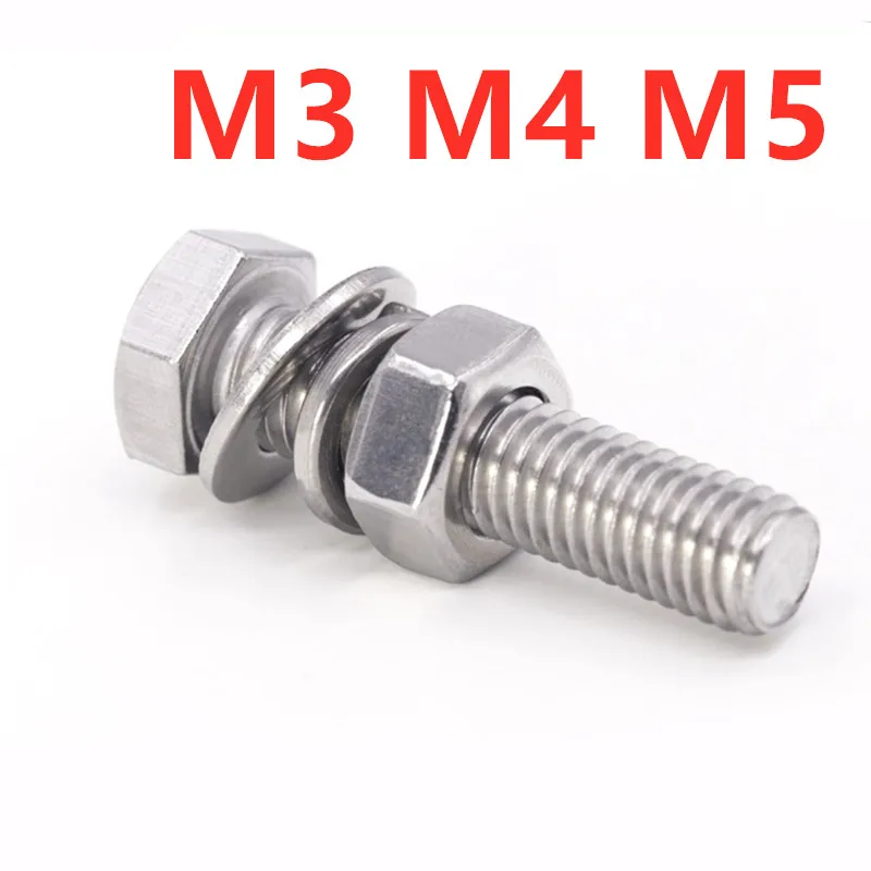 

Наружные шестигранные винты M3M4M5, прокладка, шайба, пружинная прокладка, гайка, Комбинированный винт, нержавеющая сталь 304