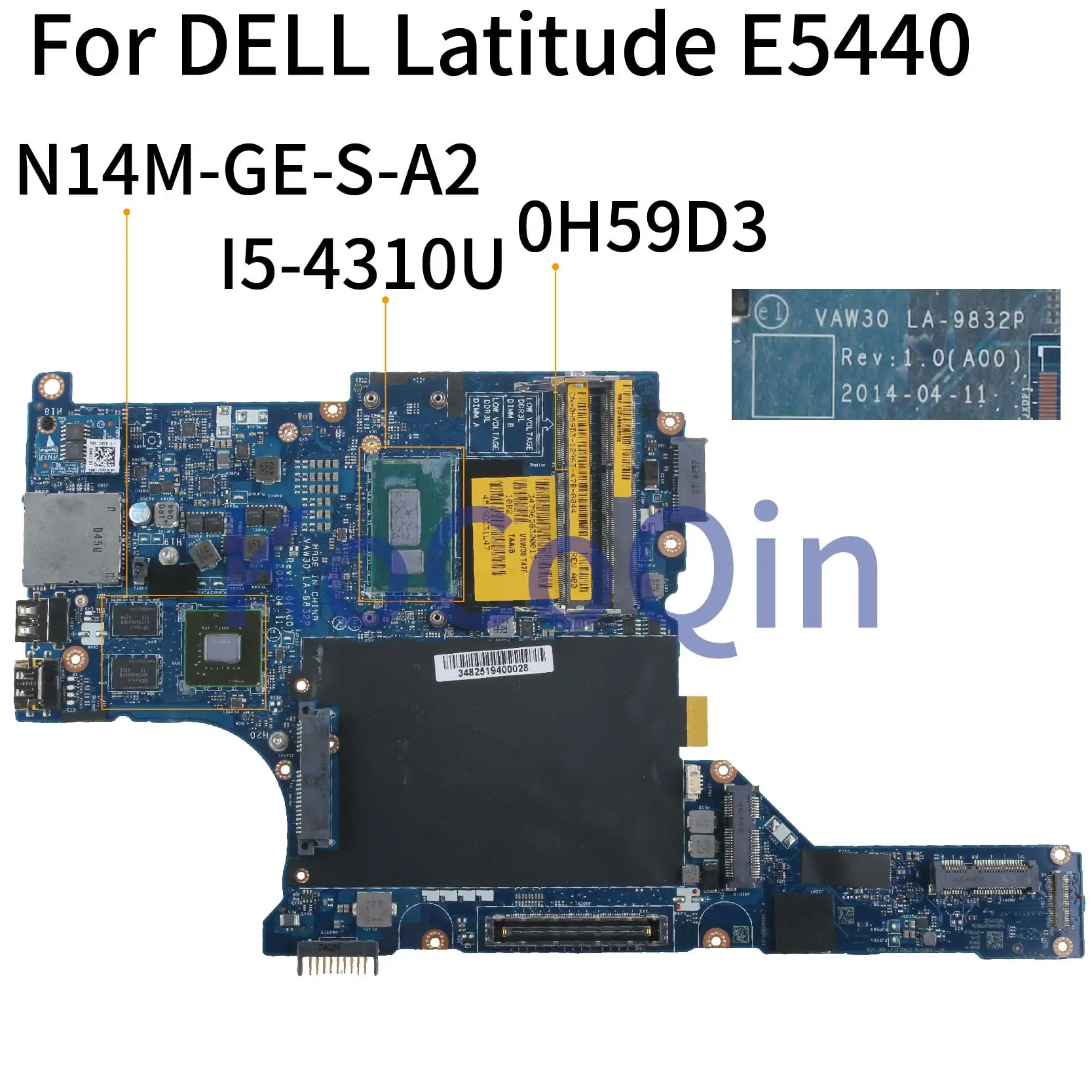 KoCoQin материнская плата для ноутбука DELL Latitude E5440 CN 0H59D3 VAW30 LA 9832P I5 4310U SR1EE N14M GE S